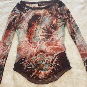Jean Paul Gaultier netting, boat neck, size M long sleeves top.
